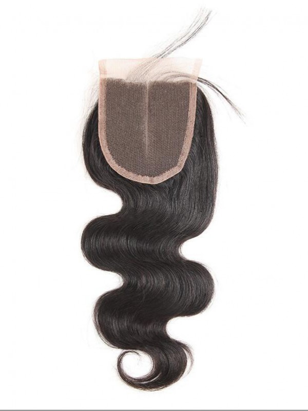 Chiusura Del Merletto Dei Capelli Umani Dell'Onda Del Corpo 4*4 Peruviano 1Pc