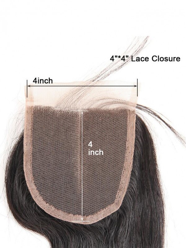 Chiusura Del Merletto Dei Capelli Umani Dell'Onda Del Corpo 4*4 Peruviano 1Pc