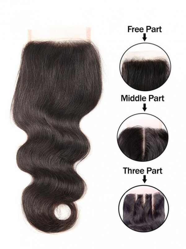 Chiusura Del Merletto Dei Capelli Umani Dell'Onda Del Corpo 4*4 Peruviano 1Pc