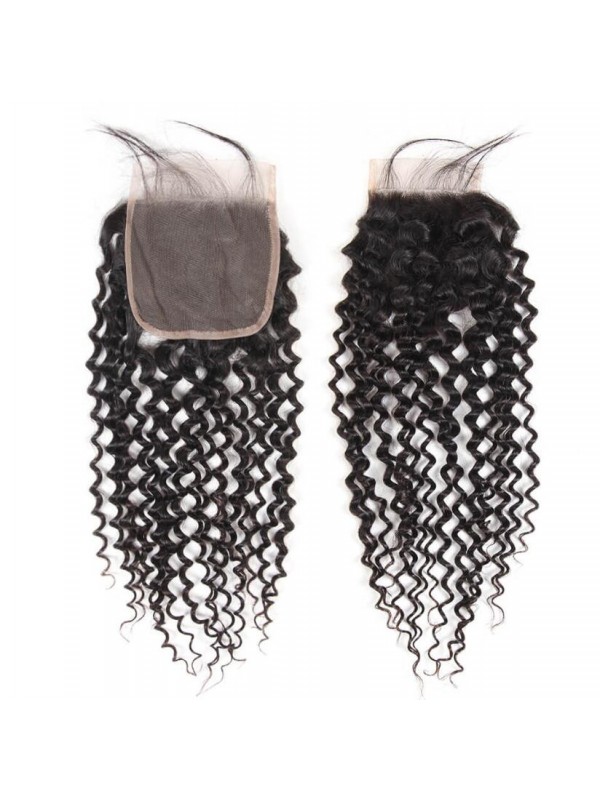 Capelli Vergini Indiani Crespi Ricci 4X4 Chiusura In Pizzo