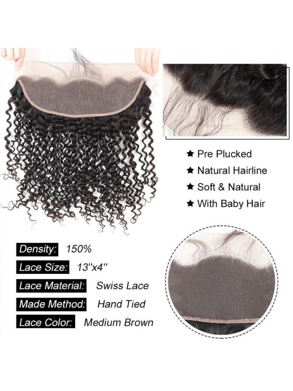 Capelli Vergini Peruviani Frontali In Pizzo Riccio Crespo 13 * 4
