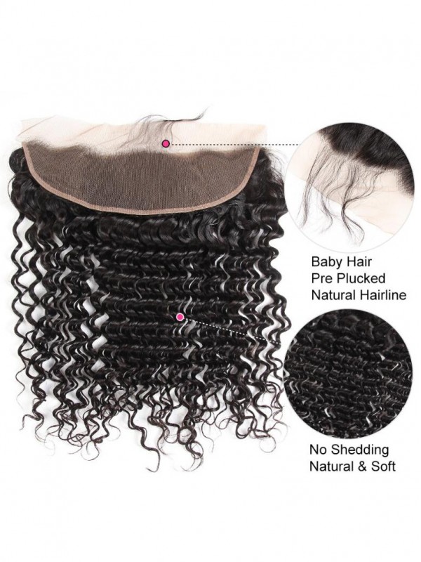 Capelli Vergini Peruviani Frontali In Pizzo Con Onda Profonda 13 * 4