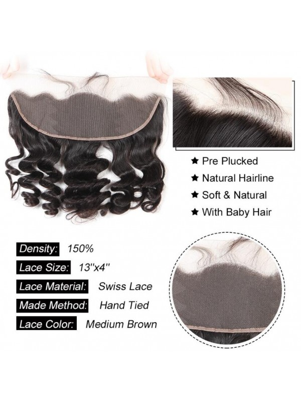 Capelli Umani Peruviani Frontali In Pizzo Sciolti 13 * 4