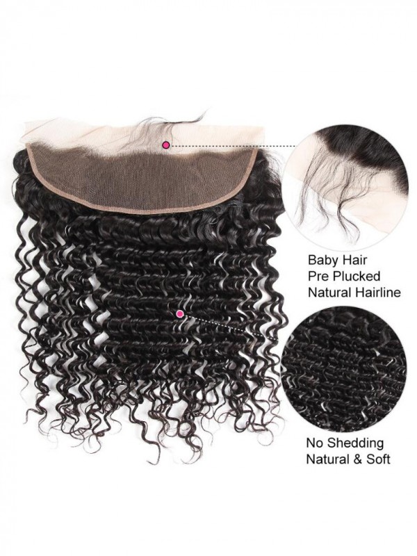 Frontale In Pizzo A Onda Profonda 100% Capelli Vergini Brasiliani 13 * 4
