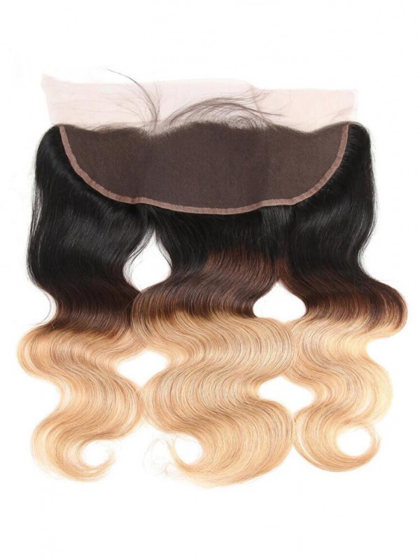 Brasiliano Body Wave 13X4 Pre Pizzicato Frontale In Pizzo Con Capelli Del Bambino Ombre 1B/4/27