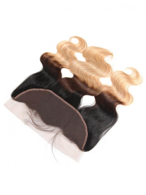 Brasiliano Body Wave 13X4 Pre Pizzicato Frontale In Pizzo Con Capelli Del Bambino Ombre 1B/4/27