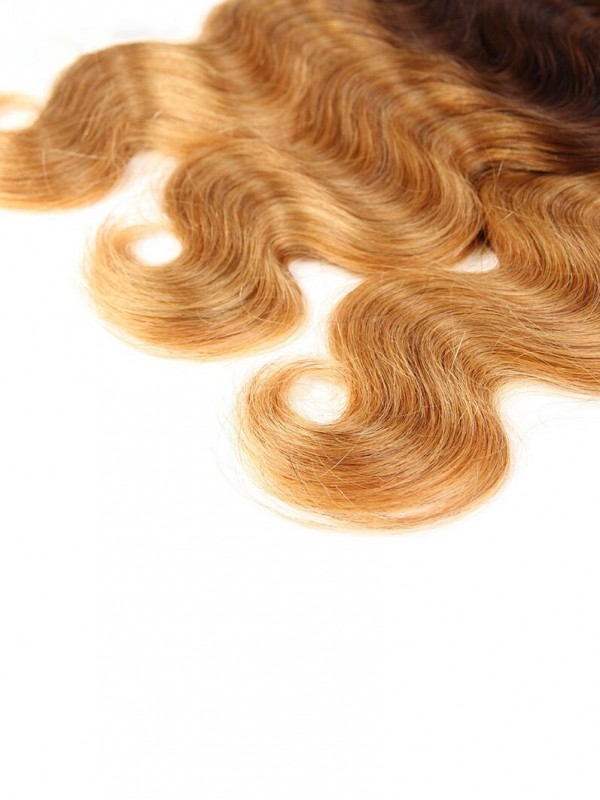Brasiliano Body Wave 13X4 Pre Pizzicato Frontale In Pizzo Con Capelli Del Bambino Ombre 1B/4/27