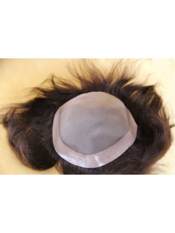 Toupee Da Uomo Monofilamento 6" Capelli Umani Remy Fini 7" X 9" Parrucchino