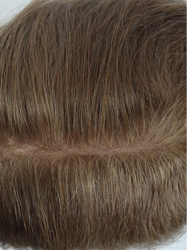 8" x 10" Toupee In Pelle Sottile Per Uomo Vero Parrucchino Umano