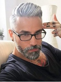 8" x 10" Toupee Da Uomo Parrucchino In Pelle Sottile Umana