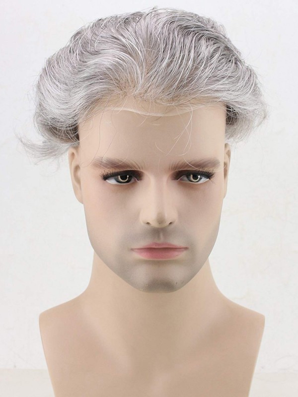 8" x 10" Toupee Da Uomo Parrucchino In Pelle Sottile Umana