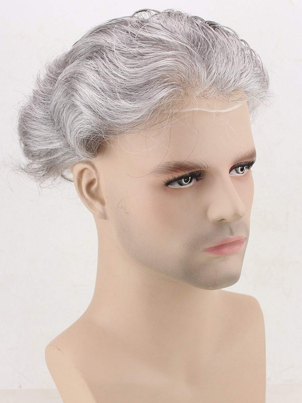 8" x 10" Toupee Da Uomo Parrucchino In Pelle Sottile Umana