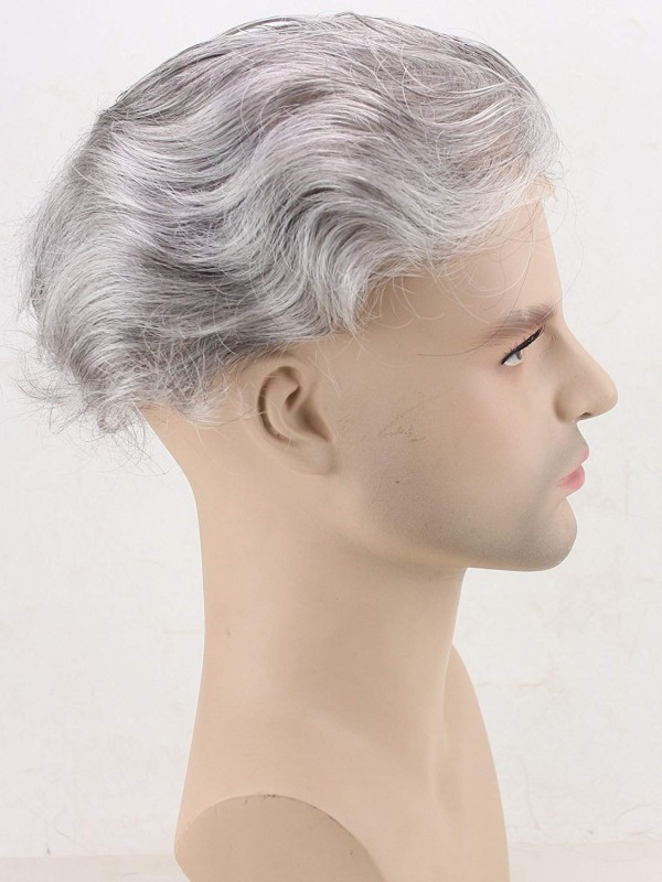 8" x 10" Toupee Da Uomo Parrucchino In Pelle Sottile Umana