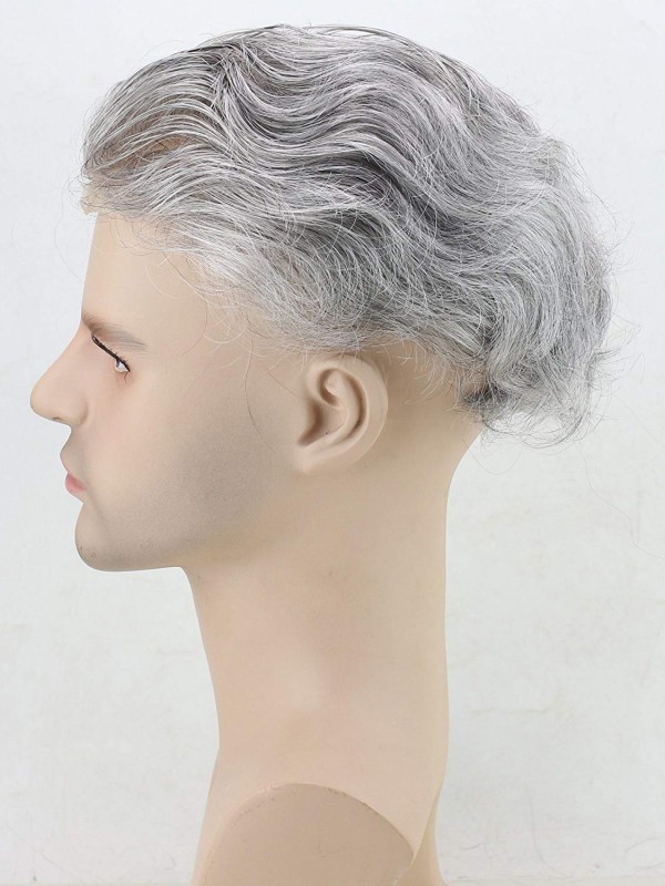 8" x 10" Toupee Da Uomo Parrucchino In Pelle Sottile Umana