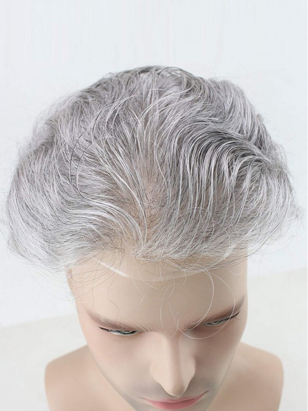 8" x 10" Toupee Da Uomo Parrucchino In Pelle Sottile Umana
