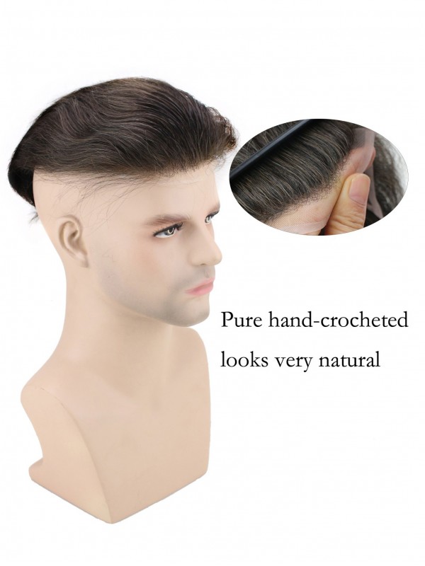 8" x 10" Parrucca Per Parrucchino Da Uomo Con Capelli Umani Dimensione Della Base Della Pelle Super Sottile