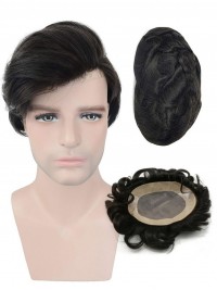 8" x 10" Toupee Pelle Sottile Per Capelli Umani Da Uomo Con 