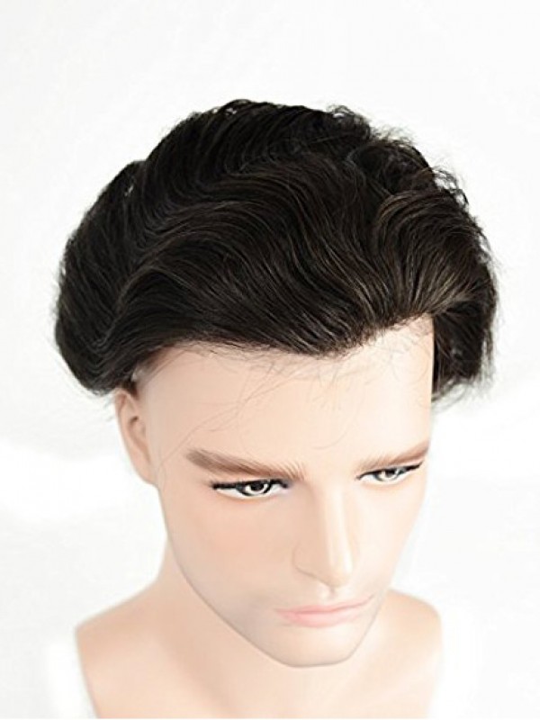 8" x 10" Toupee Pelle Sottile Per Capelli Umani Da Uomo Con 