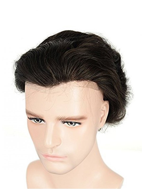 8" x 10" Toupee Pelle Sottile Per Capelli Umani Da Uomo Con 