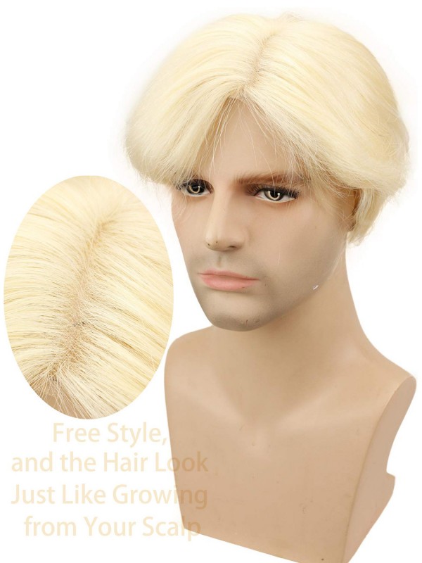 8" x 10" Toupee Da Uomo In Pizzo Pieno Di Capelli Umani Veri Europei
