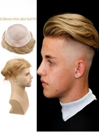 8" x 10" Toupee Da Uomo Per Capelli Con Pelle Sottile