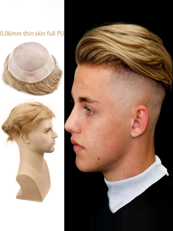 8" x 10" Toupee Da Uomo Per Capelli Con Pelle Sottile
