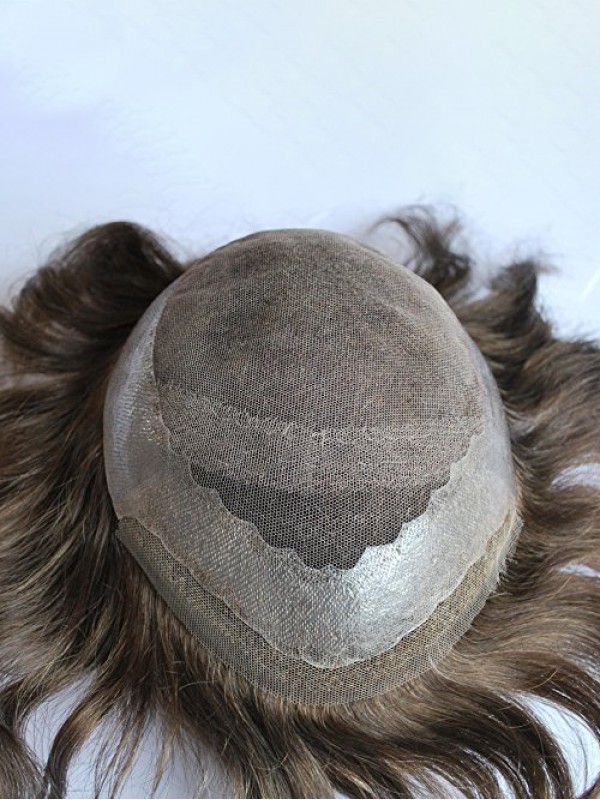 Sistema Di Parrucchino Per Parrucchino Da Uomo Marrone Scuro 100% Capelli Umani