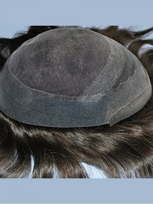 Sistema Di Parrucchino Per Parrucchino Da Uomo Marrone Scuro 100% Capelli Umani