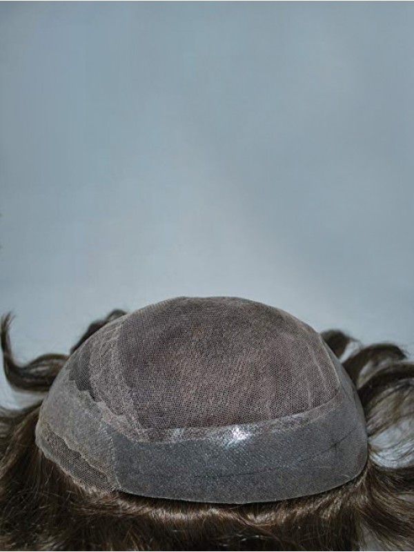 Sistema Di Parrucchino Per Parrucchino Da Uomo Marrone Scuro 100% Capelli Umani