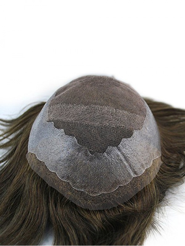 Sistema Di Parrucchino Per Parrucchino Da Uomo Marrone Scuro 100% Capelli Umani
