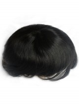 Parrucchino Per Capelli Umani Con Toupet Da Uomo Nero Naturale