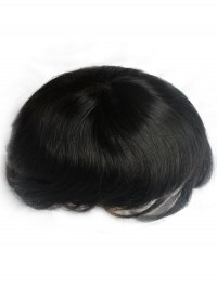 Parrucchino Per Capelli Umani Con Toupet Da Uomo Nero Naturale