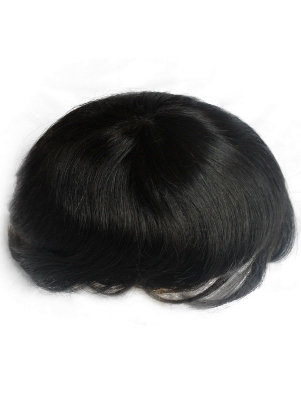 Parrucchino Per Capelli Umani Con Toupet Da Uomo Nero Naturale