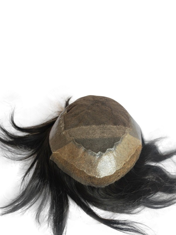Parrucchino Per Capelli Umani Con Toupet Da Uomo Nero Naturale