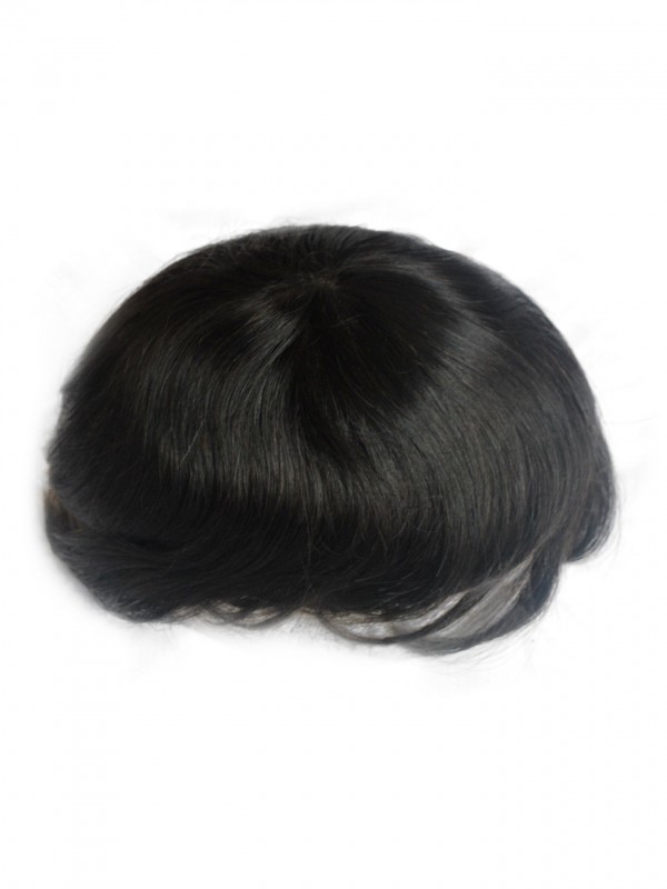 Parrucchino Per Capelli Umani Con Toupet Da Uomo Nero Naturale