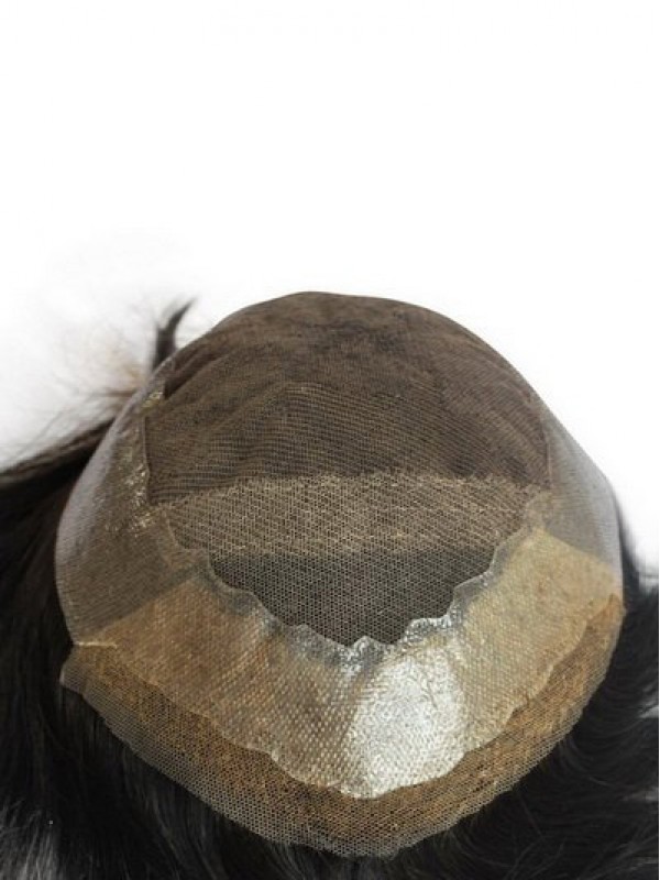 Parrucchino Per Capelli Umani Con Toupet Da Uomo Nero Naturale