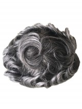 8" x 10" Toupee Da Uomo Capelli Grigi Fine Mono