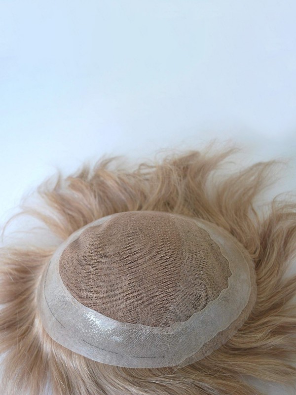 Toupee Biondo Per Capelli Umani Da Uomo