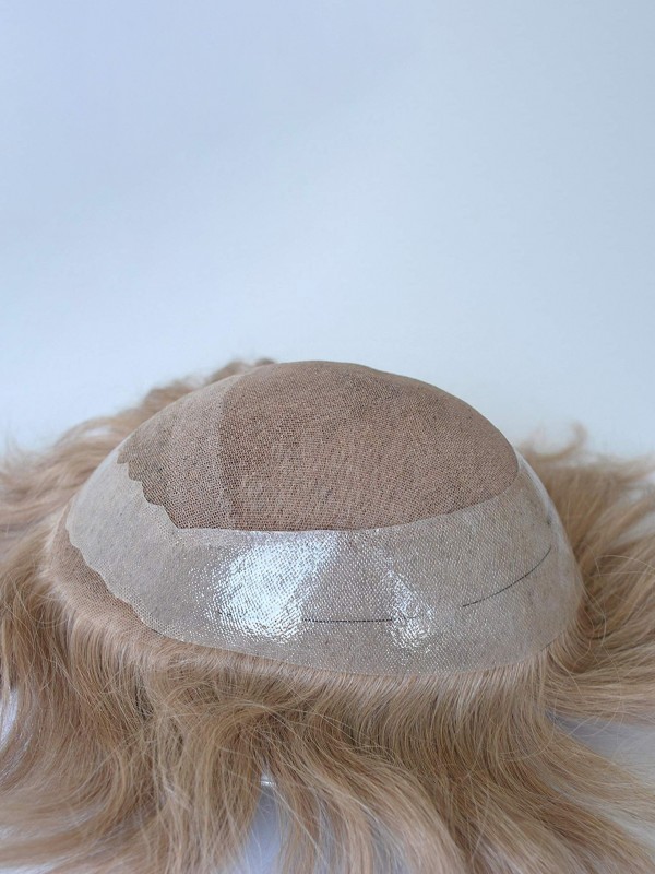 Toupee Biondo Per Capelli Umani Da Uomo