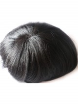 8" x 10" Pezzo Di Capelli Umani Di Jet Black Fine Mono Toupee