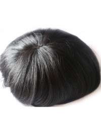 8" x 10" Pezzo Di Capelli Umani Di Jet Black Fine Mono Toupee