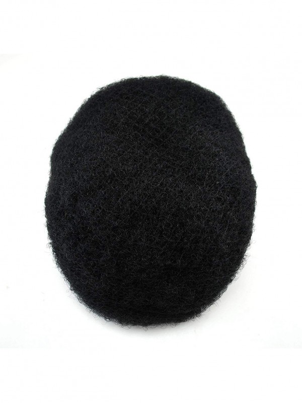 8" x 10" Parrucca Riccia Legata A Mano Per Toupet Da Uomo Nero