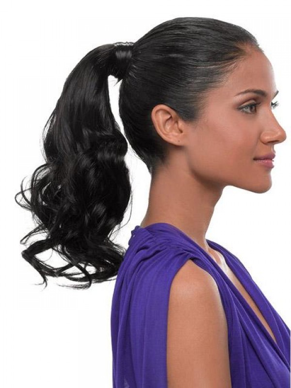 Coda Di Cavallo Di Capelli Umani Di Remy Da 12" Water Wave Facile Da Attaccare Per Le Donne
