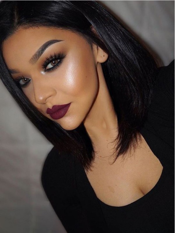 Parrucche Per Capelli Umani Senza Cappuccio Corti Stile Bob Con Frangia Laterale 12 Pollici