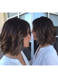 Parrucche Per Capelli Umani Senza Cappuccio Ondulate Corte Ombre 12 Pollici