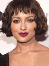 Parrucche Per Capelli Umani Senza Cappuccio Ondulate Corte Stile Bob Con Frangetta 8 Pollici