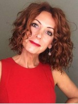 Parrucche Per Capelli Umani Senza Cappuccio Ricci Con Separazione Centrale Stile Bob 10 Pollici