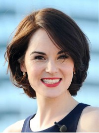 Parrucche Per Capelli Umani Senza Cappuccio Ondulate Corte Stile Bob Con Frangia Laterale 12 Pollici