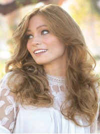 Parrucche Bionde Ondulate Lunghe Senza Cappuccio Per Capelli Umani 16 Pollici