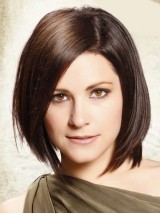 Parrucche Umane Remy Diritte Marroni Con Pizzo Frontale Corto Stile Bob Con Frangia Laterale 12 Pollici